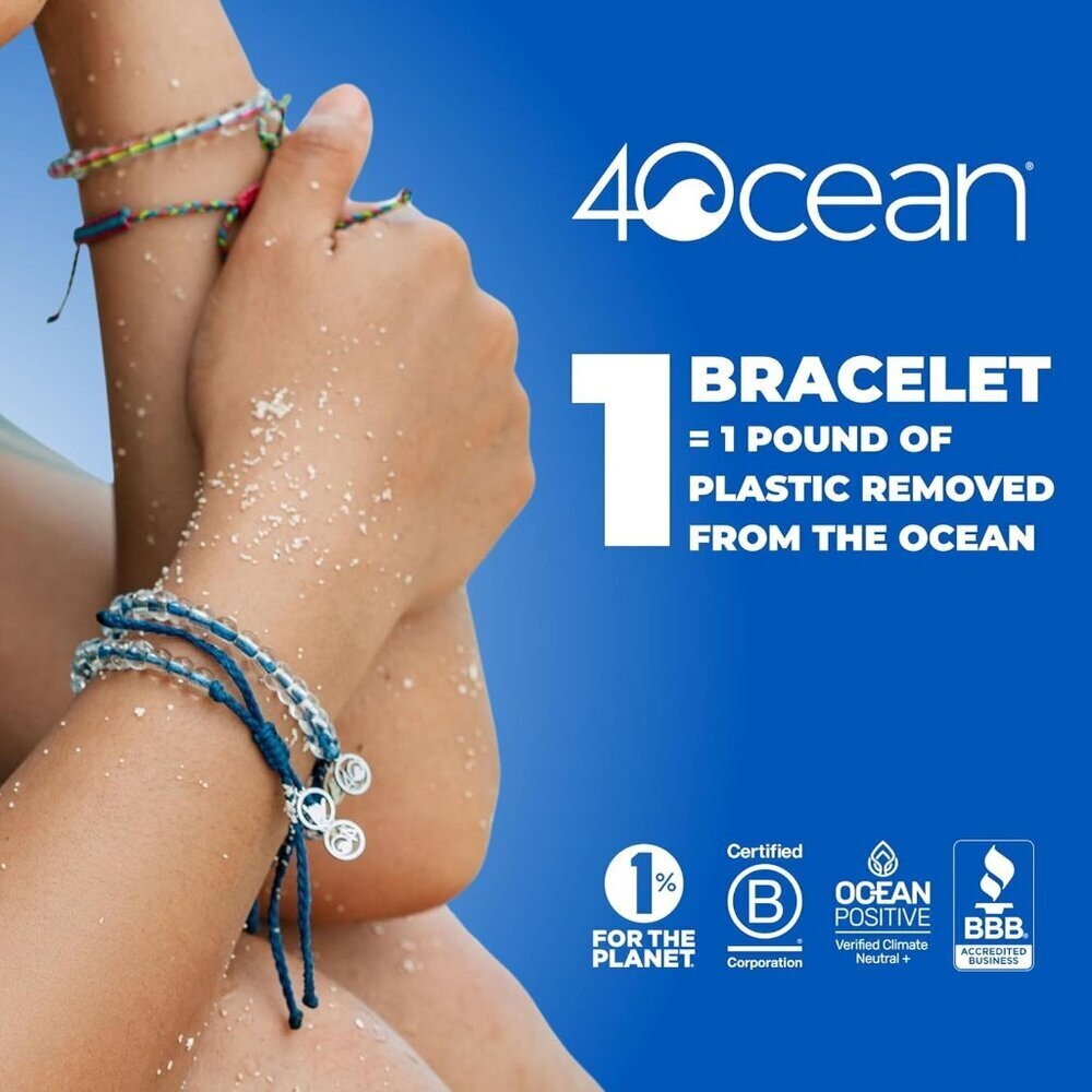 Beaded Ocean Plastic Bracelet Handcrafted Recycled Marine Conservation Unisex - Picture 3 of 8